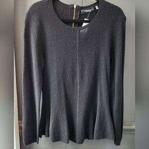 Saks 5th Avenue Black Ribbed Cashmere Sweater